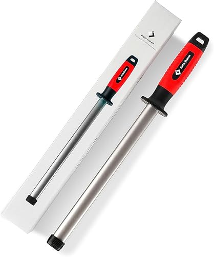 Kota Japan - Varilla de diamante profesional de 10 pulgadas con núcleo de acero al carbono, afilador de grano doble, afilador de diamante grueso y