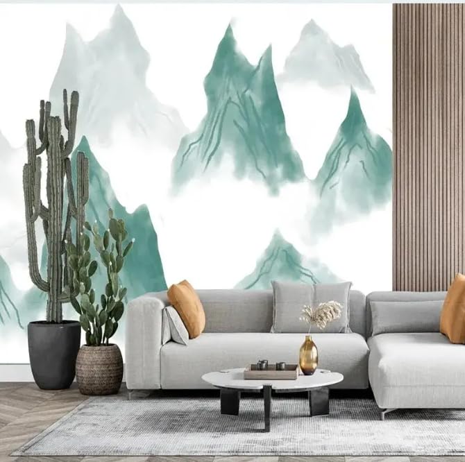 Papier peint lavis chinois bleu 3D pour transformer un mur blanc