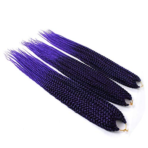 Una 14Inch 3X Crochet Braids Box Braids (3 Pieces,20Root/Piece) Crochet Latch Hook Braiding Hair Extension (3 pcs, T 1B/PUR)