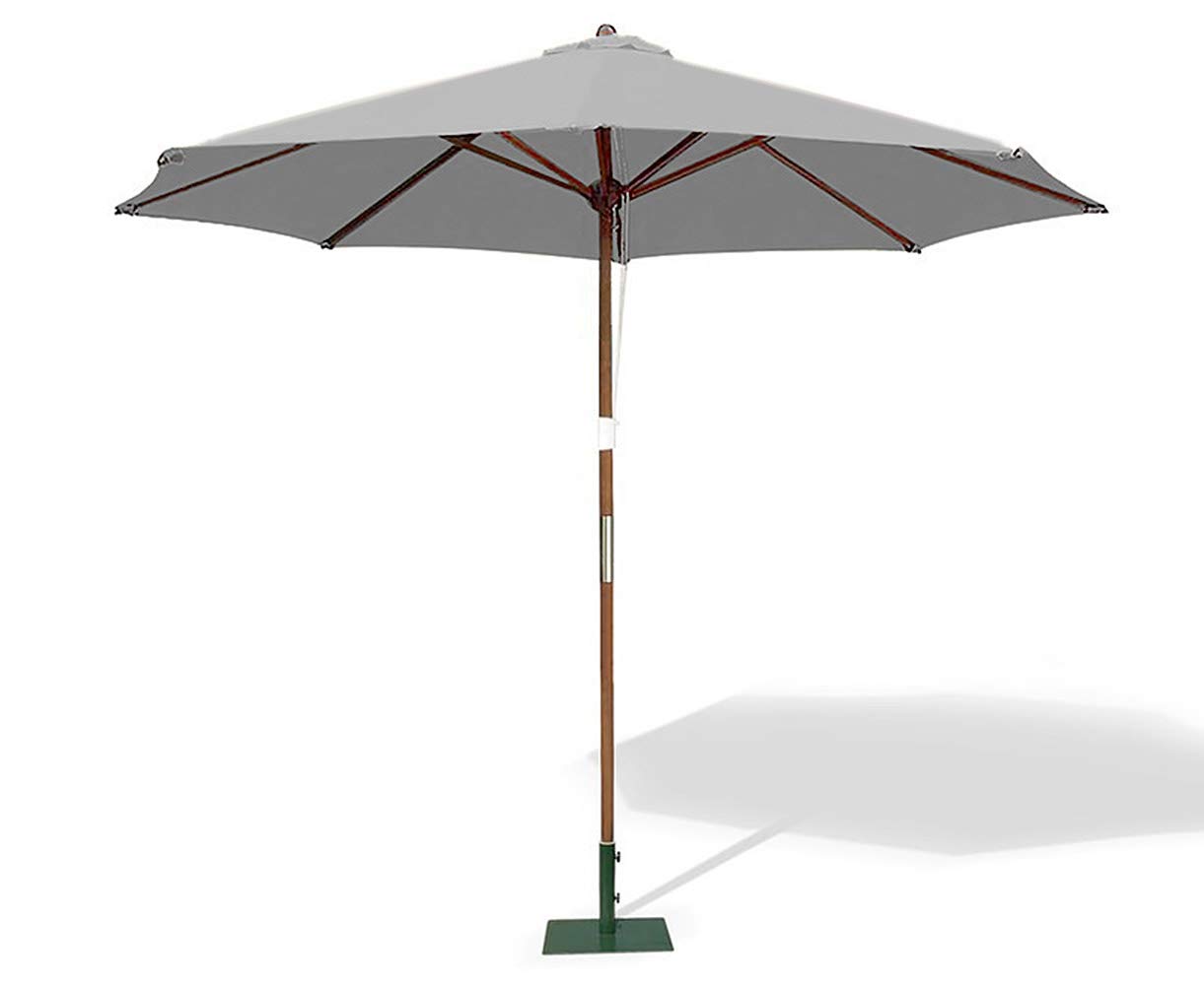 Jati Umbra 2.5m Wooden Garden Parasol with Cover (Grey) - Octagonal, Double-Pulley, 2-Part Pole