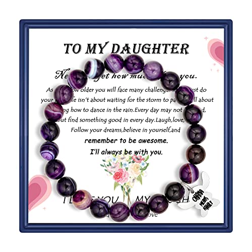 Image of LINY Inspirational Gifts for Women, Natural Stone Beads Stretch Stitch Bracelet Charm Jewelry Ohana Means Family Gifts Stitch Stuff for Women Love, Mom, Daughter, Niece, Sister