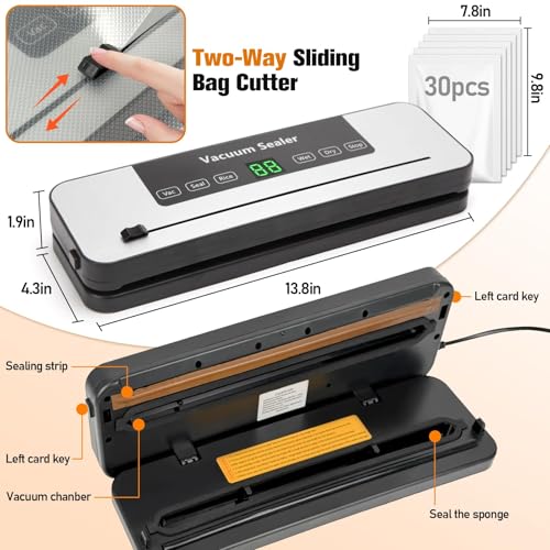 Vacuum Sealer Machine for Food with 30 Storage Bags, Built-in Cutter - image 2