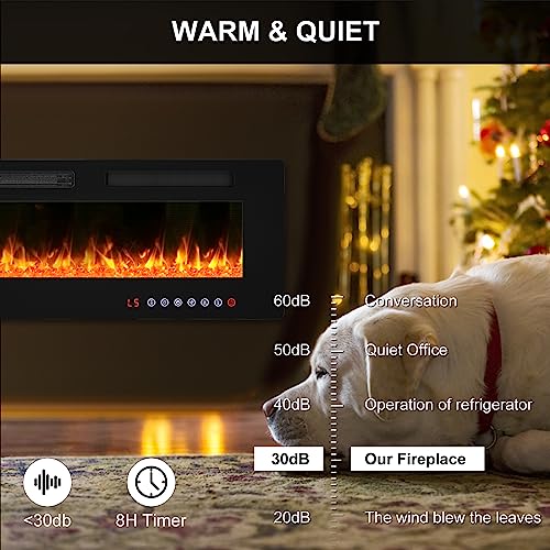 BREEZEHEAT 72inch Electric Fireplace Recessed Wall MountedUltra Thin Fireplace Heater for