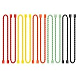 Gesipor 10 PCS 12-Inch Silicone Cable Ties - Reusable Rubber Twist Ties Bendable Cable Ties for...