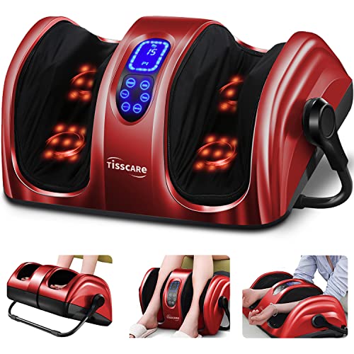 TISSCARE Foot Massager-Foot Massage Machine w/ Heat & Remote 5-in-1 Reflexology System-Shiatsu, Kneading, Rolling, Scraping for Calf-Leg-Ankle Plantar Fasciitis, Blood Circulation, Pain Relief-Red TISSCARE Foot Massager-Foot Massage Machine w/ Heat & Remote 5-in-1 Reflexology System-Shiatsu, Kneading, Rolling, Scraping for Calf-Leg-Ankle Plantar Fasciitis, Blood Circulation, Pain Relief-Red