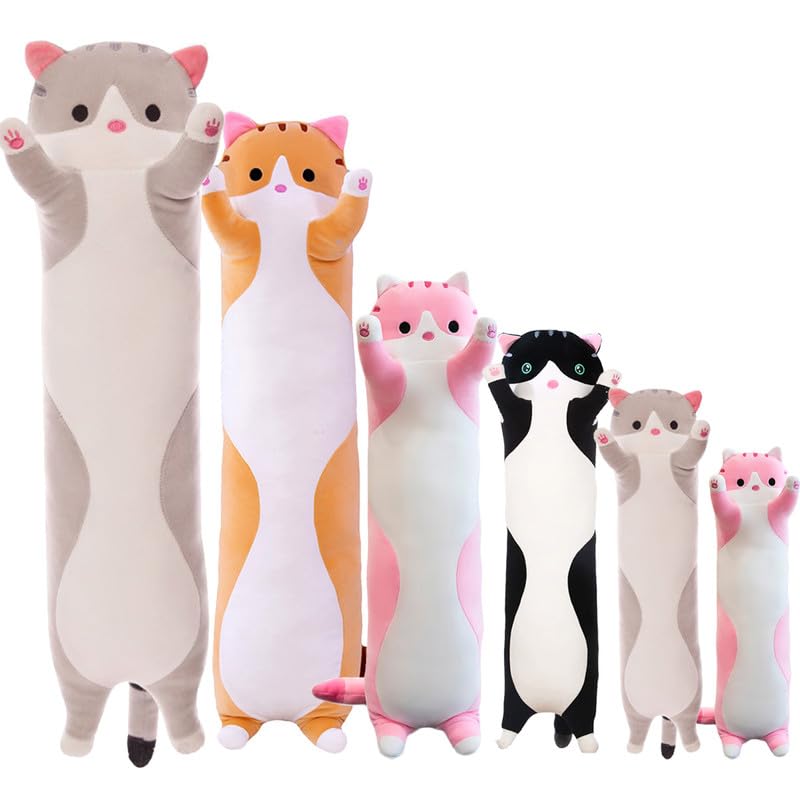 Peluche Gato Largo, Gato Suave Peluches Almohada, Grande Gatito de Peluche Almohada, Cuerpo De Gato Peluche MuñEco de Felpa de Gato CumpleañOs Navidad DíA del NiñO Regalo O los NiñOs(Rosa,150cm)