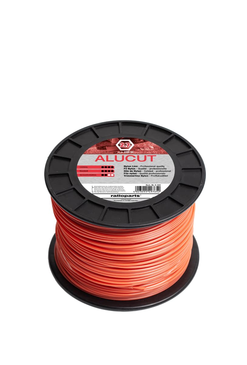 Ratioparts - Filo in nylon da 2,7 mm Alu-Cut, 240 m, 6 spigoli, colore: Arancione
