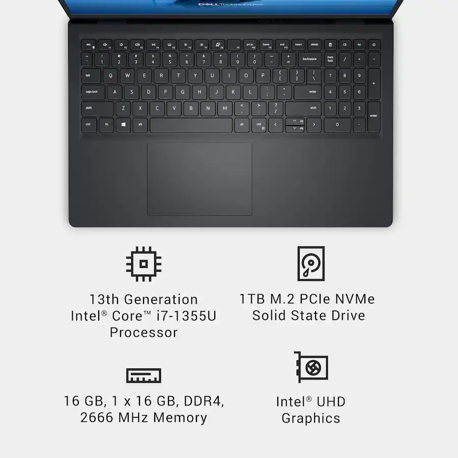 Image of Dell 15 Business Laptop, 15.6 inch FHD Touchscreen Anti-Glare Display, Intel 10-Core i7-1355U, Intel UHD Graphics, Wi-Fi 6, Win 11 Pro, Copilot AI, w /Accessories, 64GB DDR4, 4TB SSD
