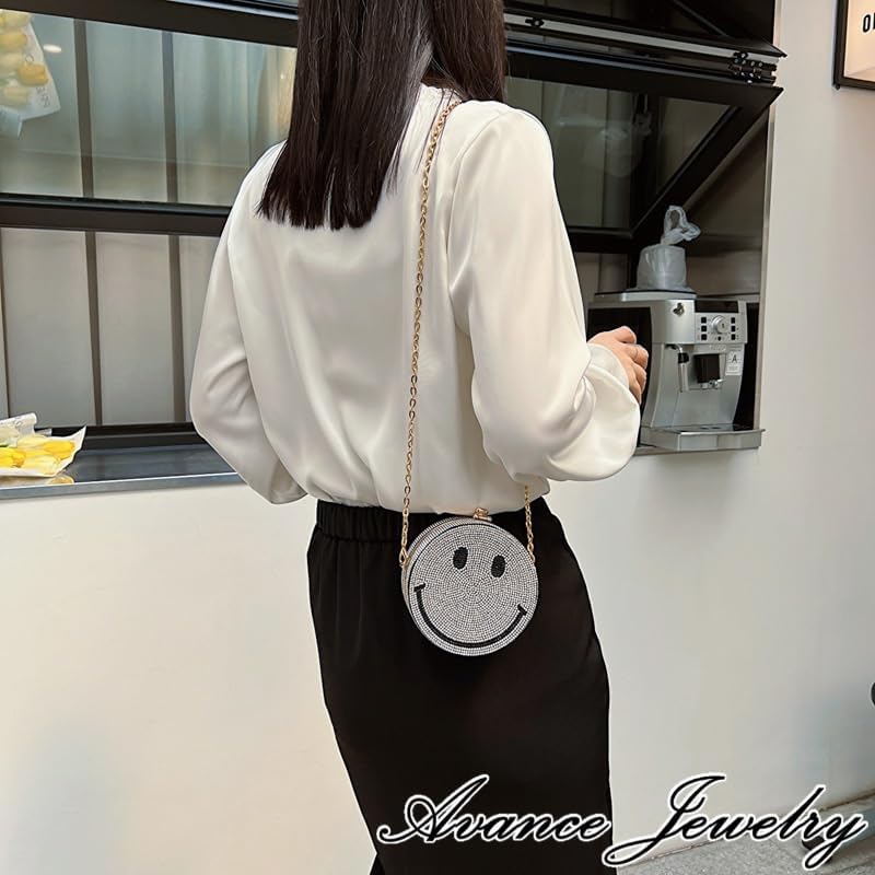 Avance スマイル にこちゃん スマイリー キラキラ ストーン チェーンバッグ ショルダーバッグ ポシェット レディース