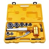 Yescom 6 Ton Hydraulic Knockout Punch Driver Kit 6 Dies Hole Punch Knockout Set 11-gauge with Swivel Head