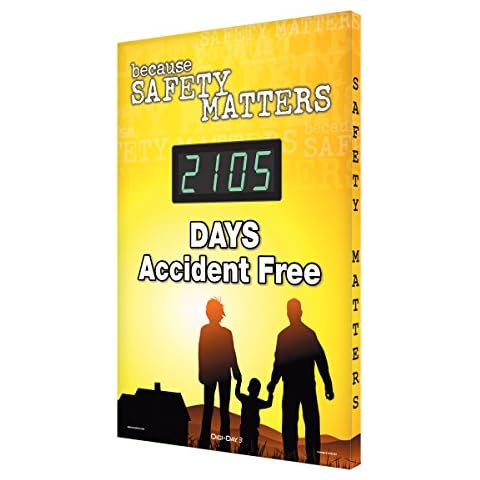 Accuform SCK105 Aluminum Digi-Day Electronic Safety Scoreboard, Because Safety Matters - #### Days Accident Free" Cover
