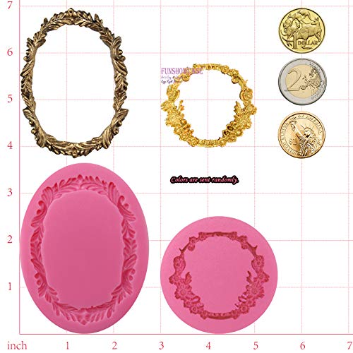 Funshowcase Round And Oval Floral Acanthus Picture Frame Fondant Silicone Mold For Sugarcraft, Resin Epoxy, Polymer Clay Crafting Projects 2-Count #TOP3