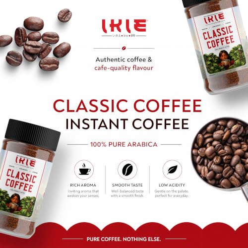 Image of IKIE Classic Instant Coffee Powder 100g (Pack of 2)| 100% Arabica Freeze-Dried | No Chicory | Rich Aroma & Bold Taste | Pure Black Coffee