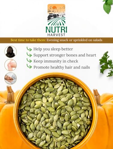 Image of NUTRI HARVEST Premium Pumpkin Seeds, Natural, Gluten-Free, Protein-Rich, Healthy Snack, 400g (2 * 200)