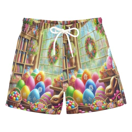 Easter Candy Shop Boys Swim Trunks Quick Dry Toddler Swimsuit Boy Board Shorts Swimwear Bathing Suits XL Multi