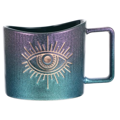 OKUMEYR Taza de Cerámica Grande para Beber Café y Té Taza de Arte Latte Diseño Degradado en Colores Adecuado para Desayuno y Uso en Oficina de Alta Capacidad