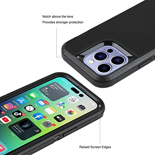 Compatible With Iphone 14 Pro Max Case Heavy Duty Protective Phone Case,Military Grade Full Body Protection Shockproof/Drop Proof Durable Phone Cover For Apple Iphone 14 Pro Max 6.7" Black #TOP2
