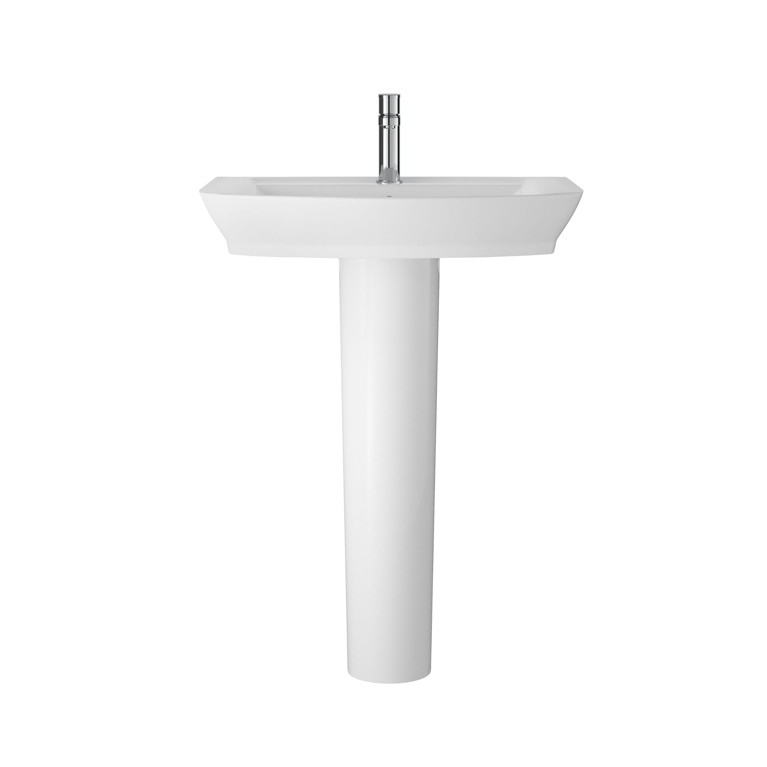 B&Q - Porthill Soft Square 1 Tap Hole Ceramic Basin & Full Pedestal550mmBalterley
