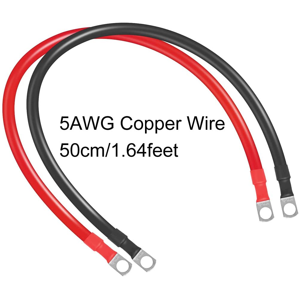 Frogetu Koperkabel, 2 stuks accukabels, 5 AWG, accukabel van