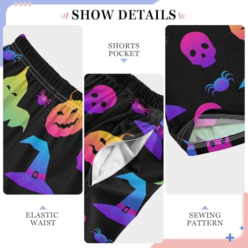 ZZXXB Galaxy Skull Witch Hat Boys Long Pants Soft Trousers Elastic Waist Kids Lounge Bottoms with Pockets S-XL4