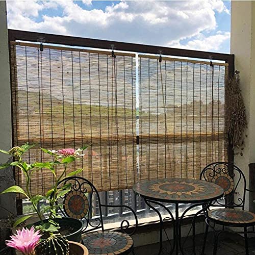 WYCD Bambus-Rollo Natur, Rollo Bambus Sonnenschutz Bambusrollo für Fenster und Türen Cover