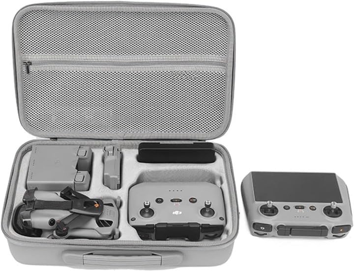 Image of M.G.R.J Portable Carrying Case Cover for DJI Mini 5 Pro Fly More Combo (RC-N3) /(RC2) || Mini 5 Pro RC-N3 / RC 2 Remote Controller & Accessories (Hard|PU Leather|Grey)