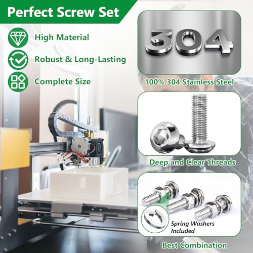 820PCS Screws and Nuts, M2 M3 M4 Metric Bolts and Nuts Assortment, 304 Stainless Steel Hex Button Head Cap Lock & Flat Washers Bolts Assortment Kit with 3 Wrenches for 3D Printer Furniture Industrial - Image 2