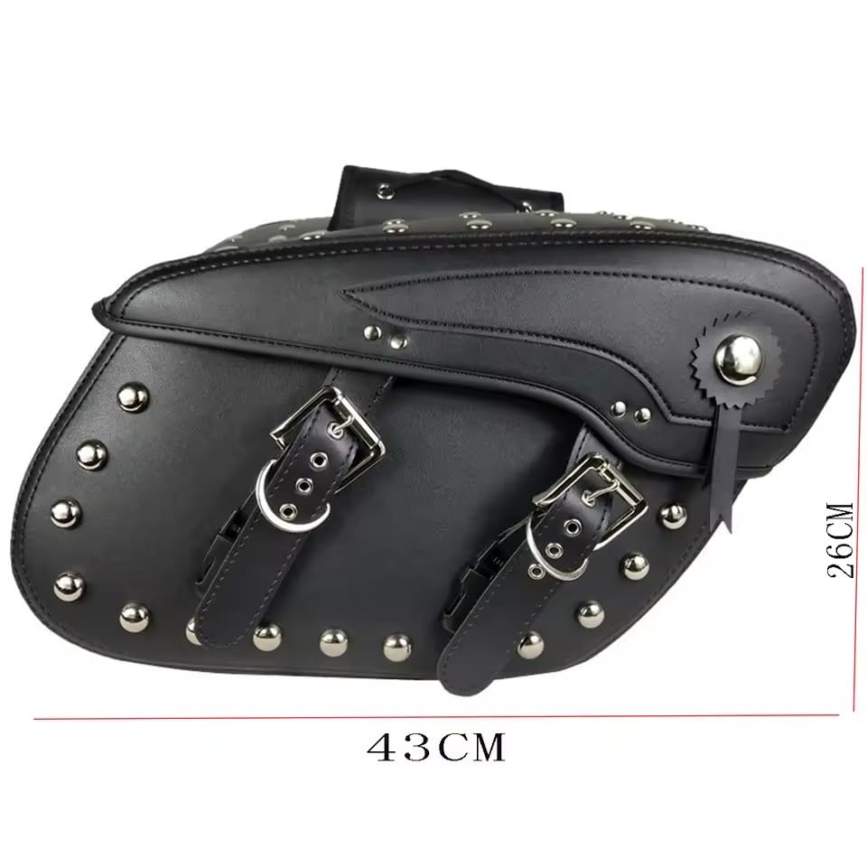 Alforja universal para motocicleta negra de lona y cuero, bolsa lateral de gran capacidad para Harley Touring miniatura 5