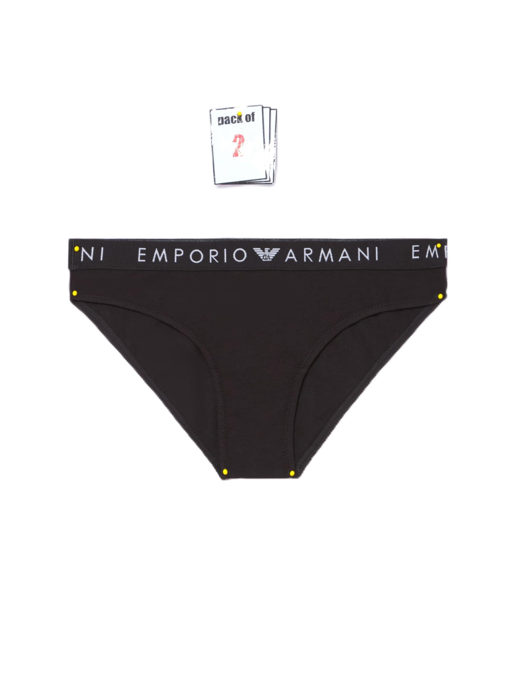 Emporio Armani Women's Nero Iconic Logoband 2-Pack Brief Briefs,