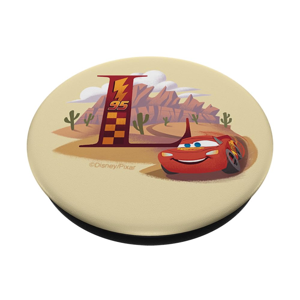 Disney & Pixar Alphabet Monogram Letter L Lightning McQueen PopSockets Swappable PopGrip, Black - Image 2