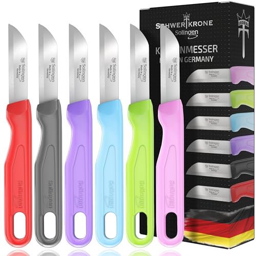 Schwertkrone® Schälmesser 6er Set [MADE IN SOLINGEN - GERMANY] - Gemüsemesser Obstmesser -...