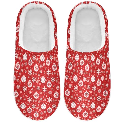 Fuzzy Memory Foam Slippers for Women/Men Christmas Snowflake Ball Pattern Fluffy Winter House Shoes Indoor and Outdoor2