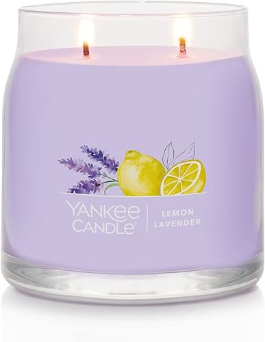Miniatura 2 de Yankee Candle - Vela perfumada con aroma a limón y lavanda, colección Signature de tarro mediano de 13 onzas con 2 mechas, más de 35 horas de tiempo