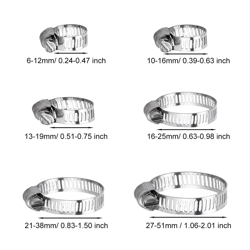 Set 30 Fascette Stringitubo In Acciaio Inox - 6 Misure Da 6-51 Mm Per Tubi, Auto, Giardino - Foto 2