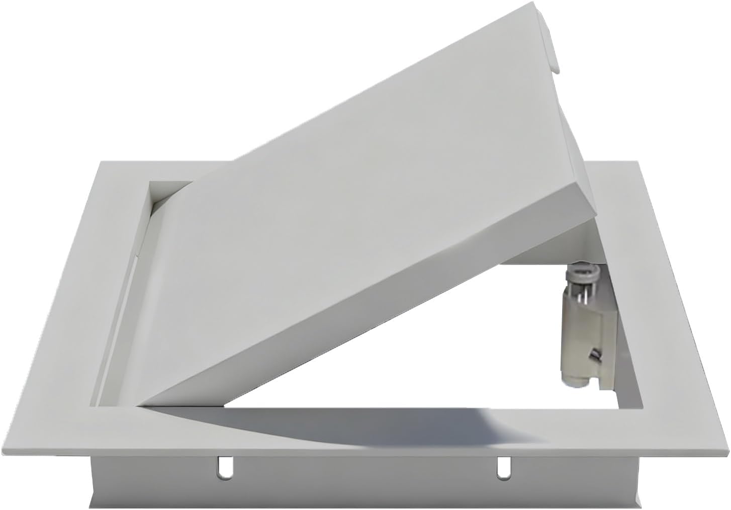 Installation of a surface-mounted ceiling inspection flap for attics, robust cover for electrical interior distribution boxes, inspection door for basement installation in shower trays