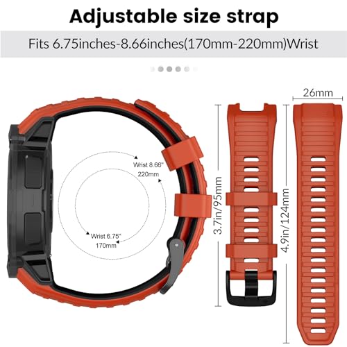 MYSNBKN 26mm Watch Strap for Garmin Instinct 2X/Instinct 2X Solar, Tactical Soft Silicone Replacement Strap with Adapter Tools - Image 3