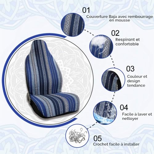 sourcing map Bleu Couverture iverselle Baja godet durables pour voiture Housse siège automobile SUV – vue 3