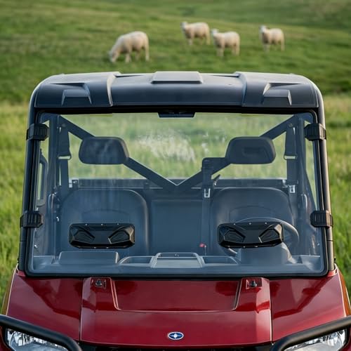 StarknightMT Vented Full Windshield Compatible with Polaris Ranger XP 1000 / Crew (2017-2026) Adjustable Dual Vents Hard Coated Front Window PC Snug Fit UTV Windscreen for Ranger 1000