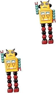 FOYTOKI 2pcs Retro Robot Desktop Toys Desktop Decor Windup Toys for Kids Vintage Toy Robot Robot Adornment Robot Desktop Decoration Robot Shape Resin Ornament Desktop Robot Decoration Boy