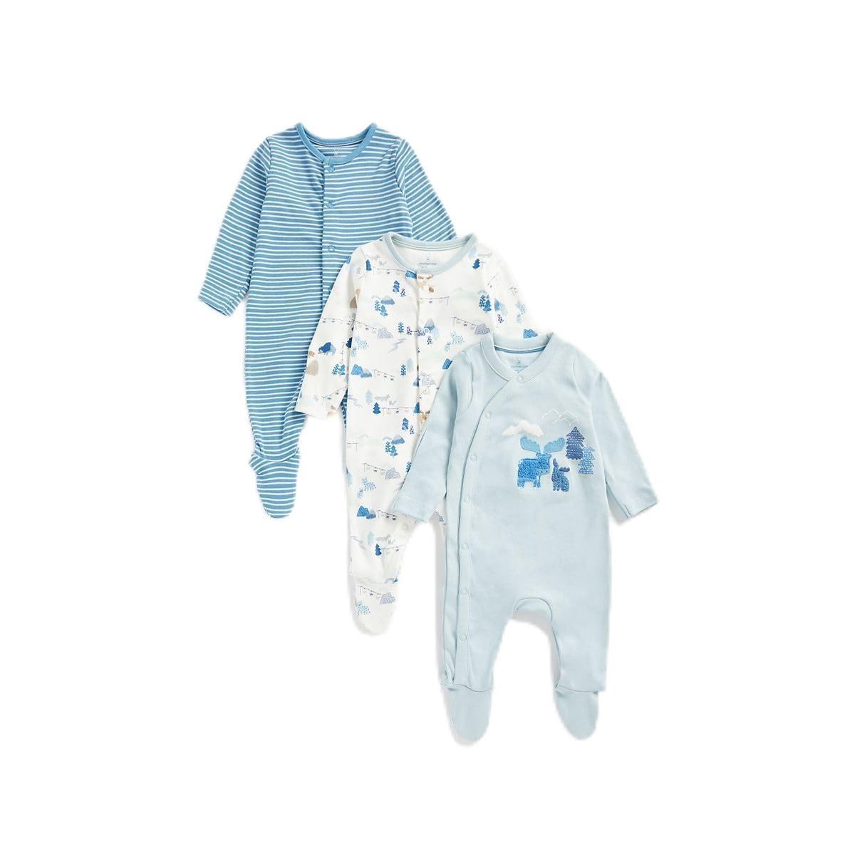 MothercareBaby Boys Alpine All-In-Ones - 3 Pack