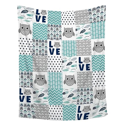 Tukiv Cute Owl Blanket Gifts - Dinosaur Gifts for Boys Girls - Plush Cozy Warm Owl Flannel Blanket for Couch/Sofa/Bed - Owl Lovers Decor for All Season,40