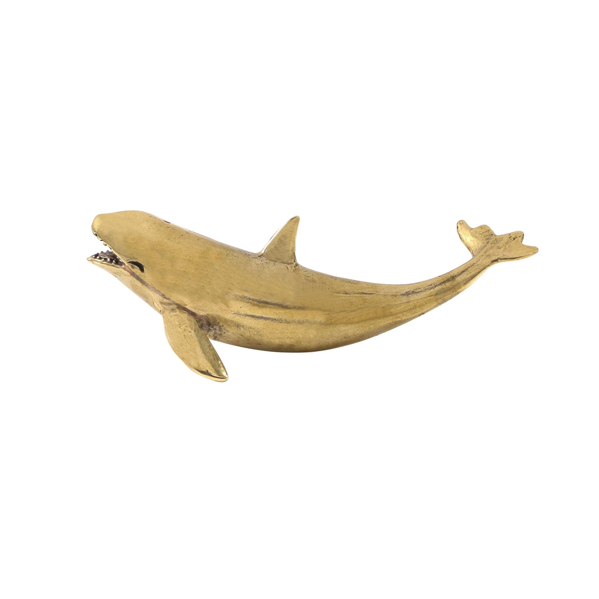 NGDFGR Brass Marine Animals Orca Dolphin Statue,Metal Realistic Whale Sculpture Desktop Ornament Home Landscape Decr Accessories,Orca