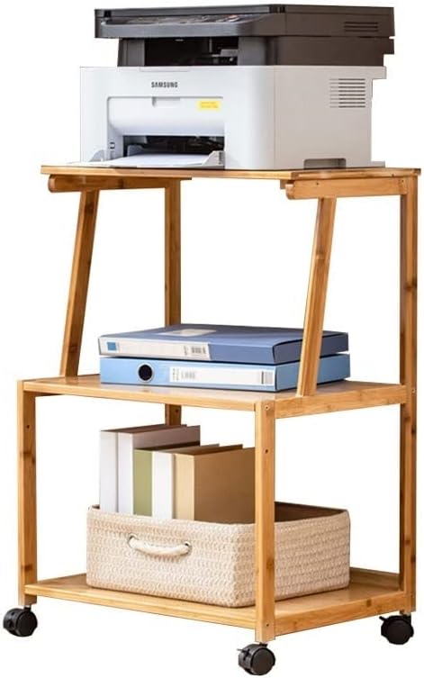 Book cartPrinter Table Mobile Printer Stand Small Bookshelf Pulley Detachable Document Rack Copier Cart Suitable for Home Office Storage & Organization Printer Stand (Size : A) A One Color (