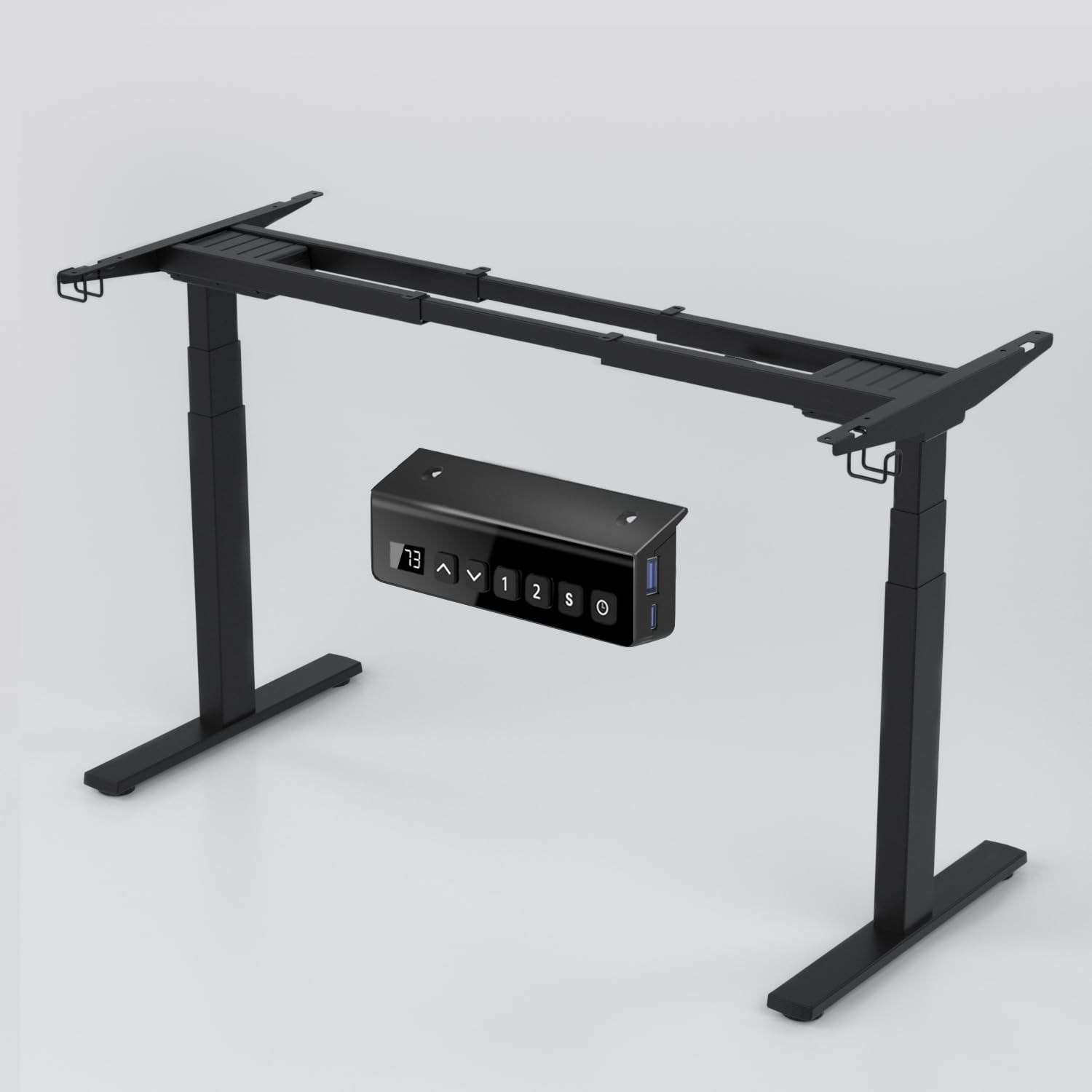 Electric Dual Motor Standing Desk Frame, 3 Stage Height Adjustable Stand Up Desk Frame with Memory Controller, Sit Stand Desk Frame Workstation Base for Home Office, Black Frame