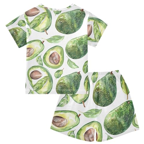 ALAZA Beautiful Leaf Avacodo Pajamas Short Sleeve 2 Piece Sleepwear Top and Bottom Pajama Set Unisex2