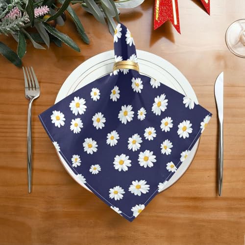 Servilletas de tela Daisy Flower set x6 20x20 in miniatura 3