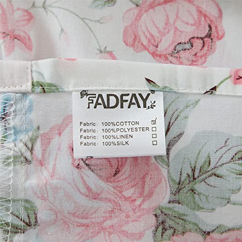 Fadfay Pink Rose Floral Duvet Cover Set Full Shabby White Floral Bedding Vintage Rose Flower Girls Bedding Farmhouse Bedding 100% Cotton Comforter Cover Set With Hidden Zipper Closure 3Pcs, Full Size #TOP7