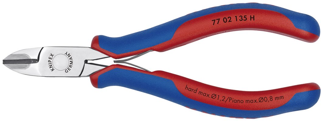 KNIPEX Tools - Electronics Diagonal Cutters With Carbide Metal Cutting Edges, Multi-Component (7702135H)