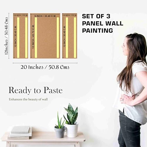 Image of SAF flower pot wall painting for Wall Decoration - Set Of 3, 3d modern art Painting for Living Room Large Size with Frames for Home Decoration, Hotel, Office Paintings 30.48 cm x 50.8 cm JM36037