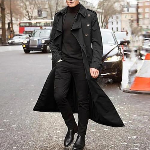 Image of Windproof Men'trench Coat Warm Peacoat Soft for Vacation